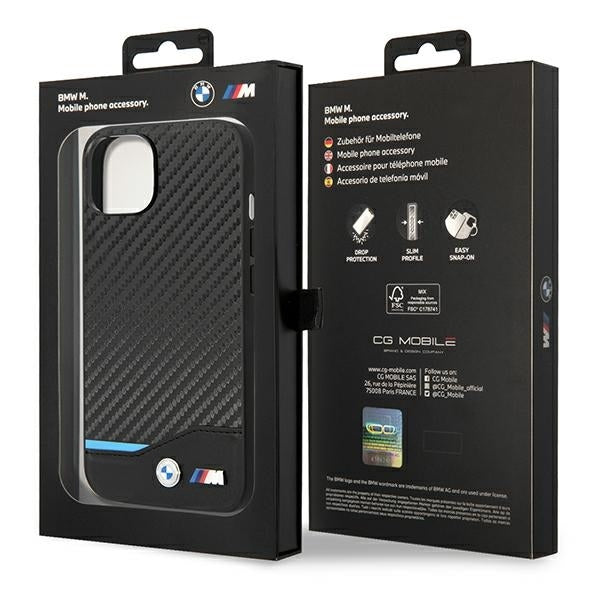 BMW BMHCP14M22NBCK iPhone 14 Plus / 15 Plus black Leather Carbon