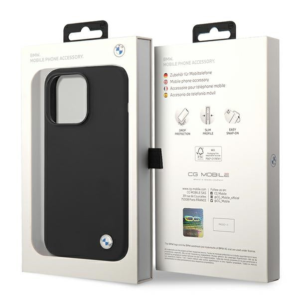 Case for BMW BMHCP14XSILBK iPhone 14 Pro Max black Silicone Metal Logo