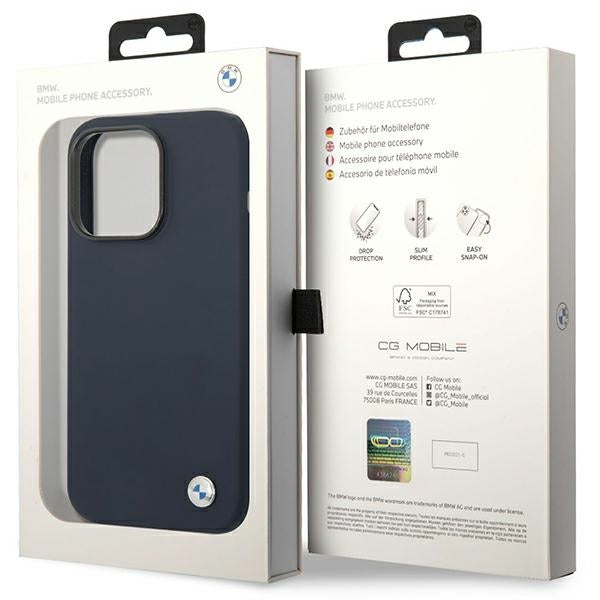 BMW BMHCP14SSILNA iPhone 14 / 15 / 13 navy Silicone Metal Logo