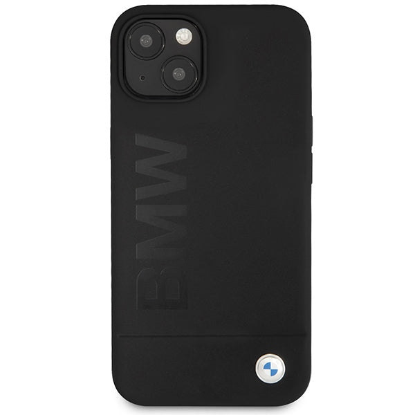 BMW BMHMP13MSLLBK iPhone 13 black Leather Case BlackHot Stamp and Metal Logo