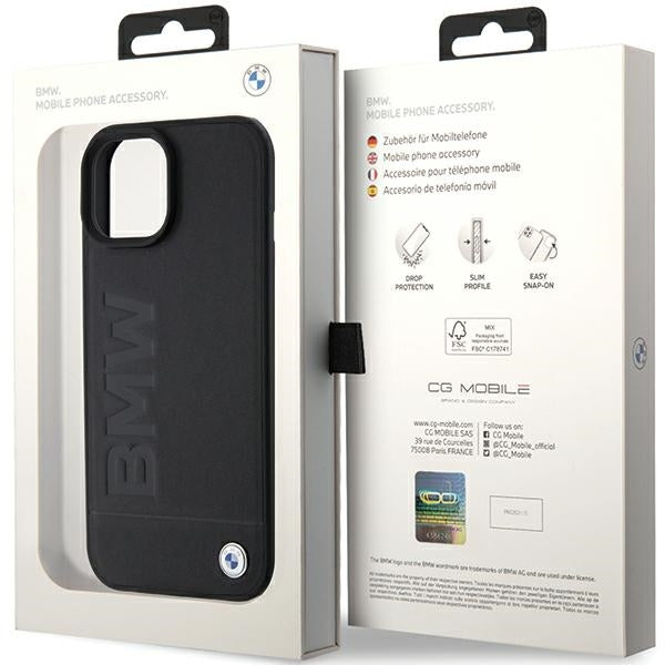 BMW BMHCP15SSLLBK iPhone 15 / iPhone 14 / iPhone 13 black Leather Hot Stamp