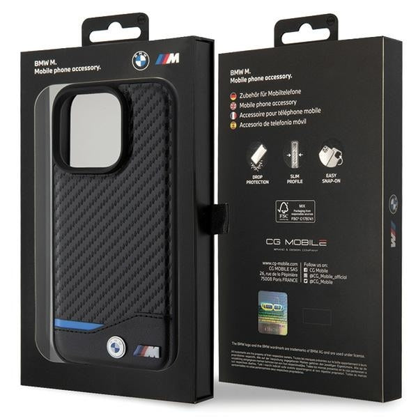 BMW BMHCP15L22NBCK iPhone 15 Pro black Leather Carbon