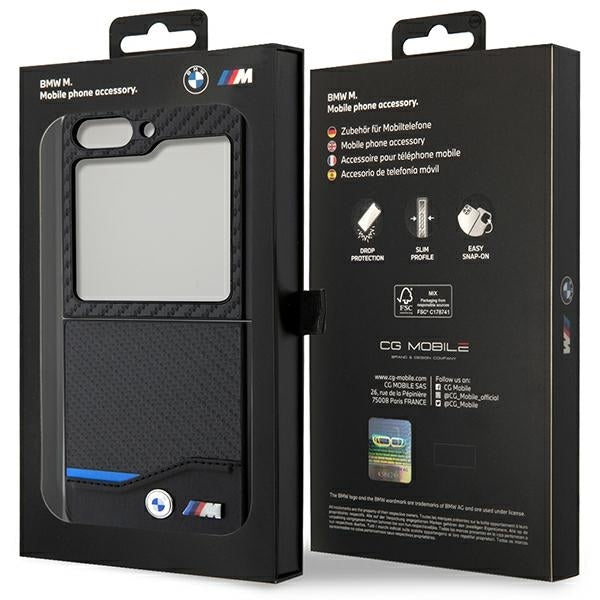 BMW Galaxy Z Flip5 F731 Zwart hardcase lederen koolstof