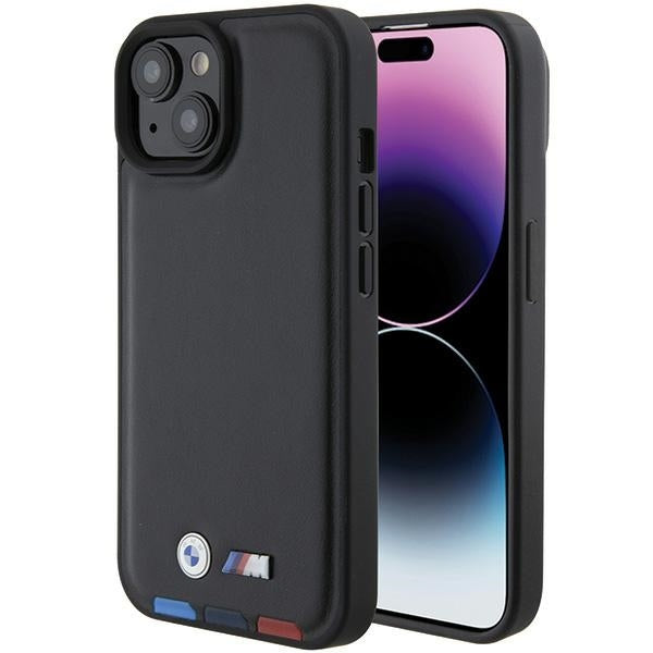 BMW BMHCP15S22PTDK iPhone 15 / iPhone 14 / iPhone 13 black Leather Stamp Tricolor