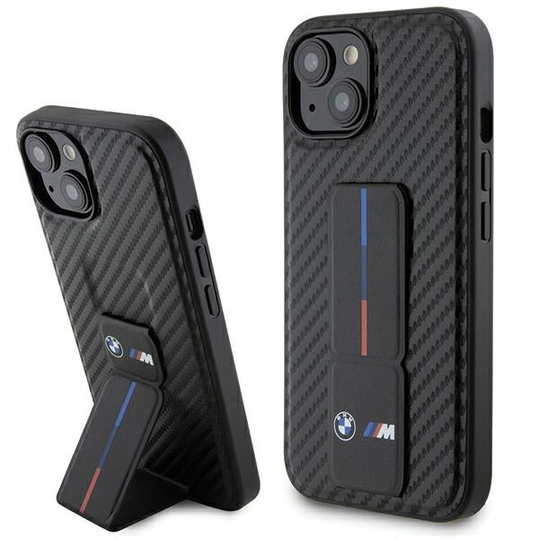 BMW BMHCP15SGSPCCK iPhone 15 / iPhone 14 / iPhone 13 black hardcase Grip Stand Smooth & Carbon