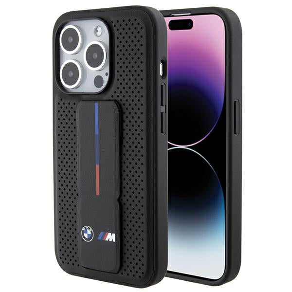 BMW BMHCP15XGSPPRK iPhone 15 Pro Max black hardcase Grip Stand Smooth & Perforated