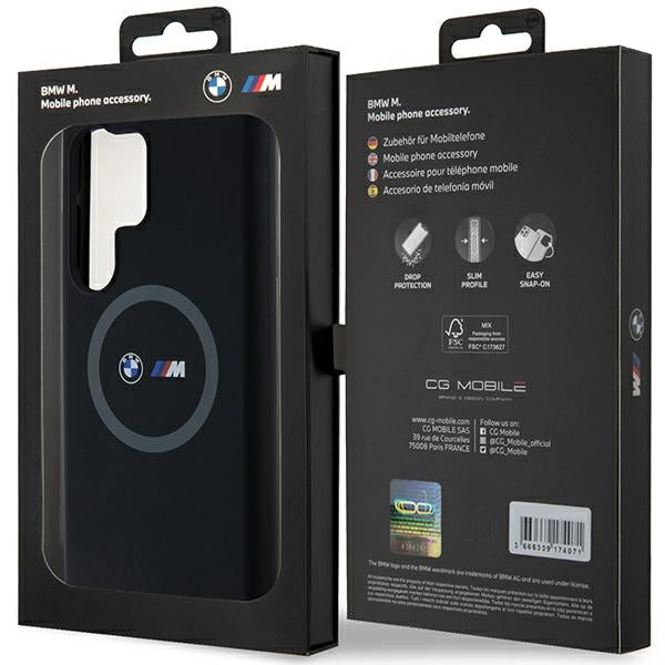 BMW Galaxy S24 Ultra S928 black hardcase M Silicone Printed Ring MagSafe