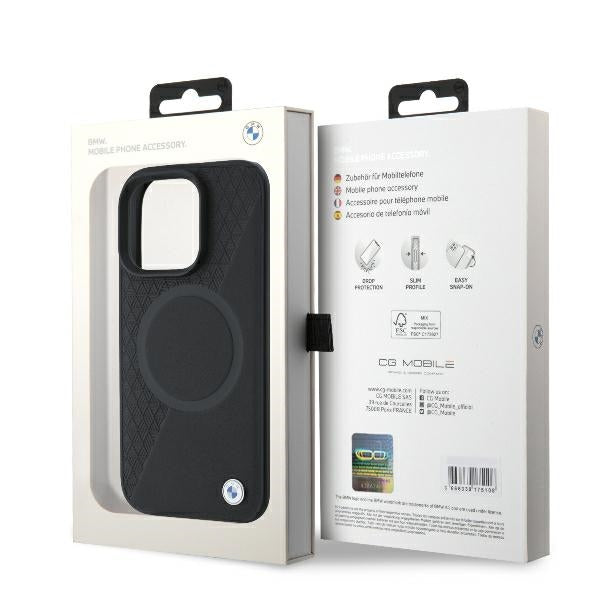 BMW BMHMP16L23RTPK iPhone 16 Pro black hardcase Sign Leather Half Textured And Circle