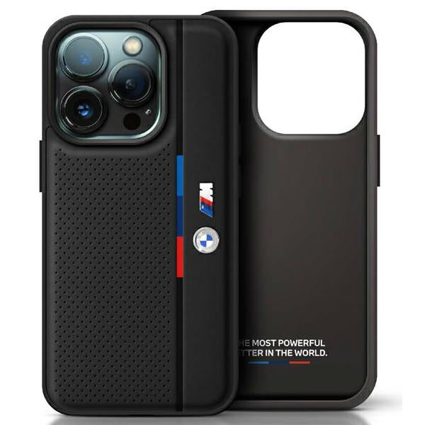 BMW BMHCP16S23PUPVK iPhone 16 black hardcase M Perforated Tricolor Detail Line