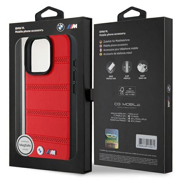 BMW BMHMP16X23PUSPR iPhone 16 Pro Max red hardcase M Perforated And Stitched Line MagSafe