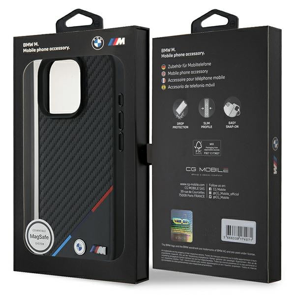 BMW BMHMP16X23PUDTK iPhone 16 Pro Max  black hardcase M Carbon Tricolor Line MagSafe