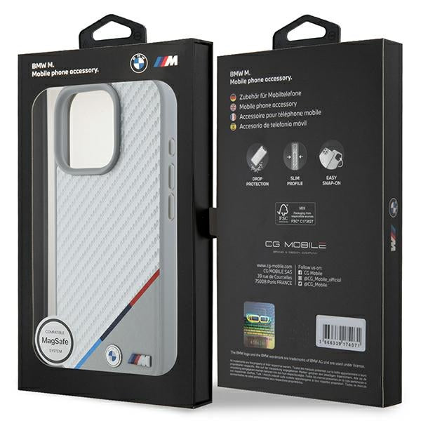 BMW BMHMP16X23PUDTS iPhone 16 Pro Max  grey hardcase M Carbon Tricolor Line MagSafe