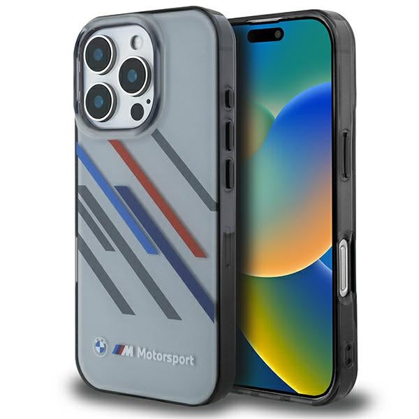 BMW BMHCP16X23HTRAG iPhone 16 Pro Max  grey hardcase Motosport IML Random Stripes