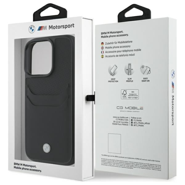 BMW BMHCP16X22RSEPK iPhone 16 Pro Max black hardcase Sign Leather Cardslot