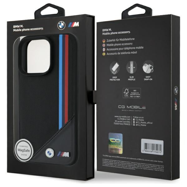 BMW BMHMP16X23PUTRK iPhone 16 Pro Max black hardcase M Meshed Tricolor Stripes MagSafe