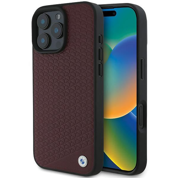 BMW BMHMP16X23RDDR iPhone 16 Pro Max red hardcase Sign Leather Diamond Metal Logo MagSafe