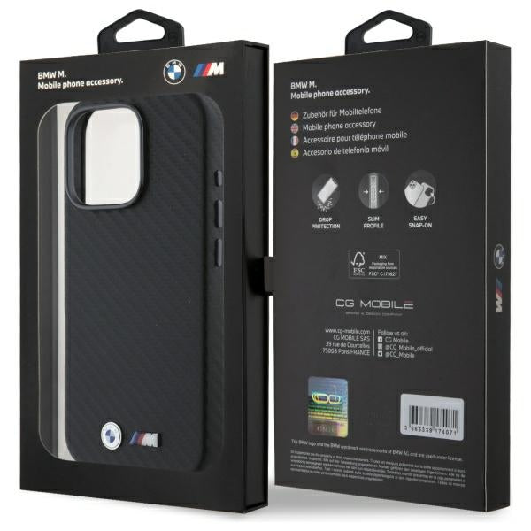 BMW BMHCP16L23PUFWC iPhone 16 Pro black hardcase Carbon Wrapped Metal