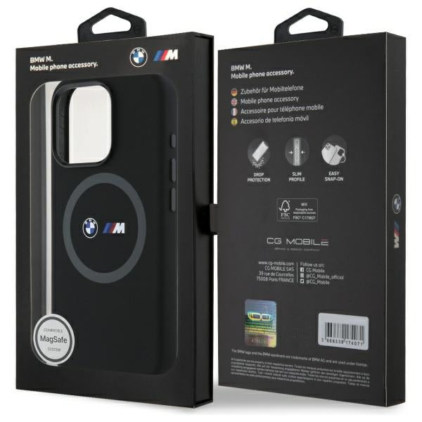 BMW BMHMP16L23SROK iPhone 16 Pro black hardcase M Silicone Printed Ring MagSafe