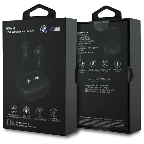 BMW Bluetooth headphones BMBEMIATP20LOK TWS + docking station black Printed Logos