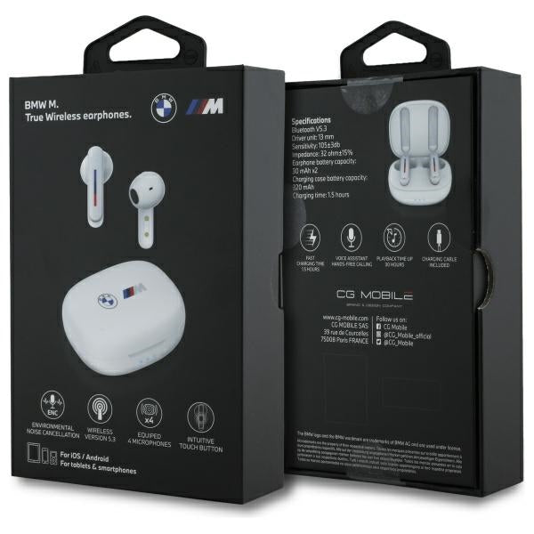 BMW Bluetooth headphones BMBEMIATP20LOH TWS + docking station white Printed Logos