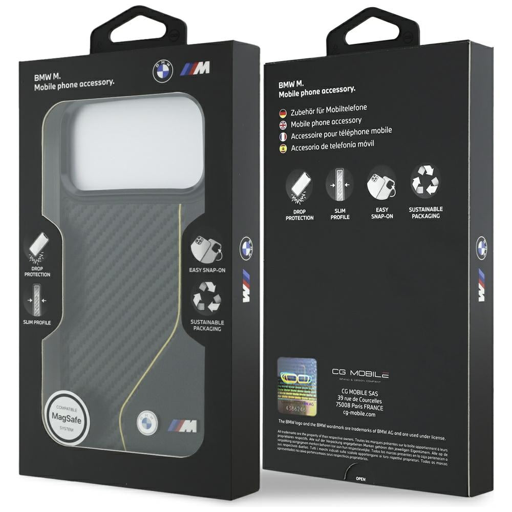 BMW BMHMP17X25PCCSCKY M Carbon Line & Logo MagSafe Case for iPhone 17 Pro Max Yellow