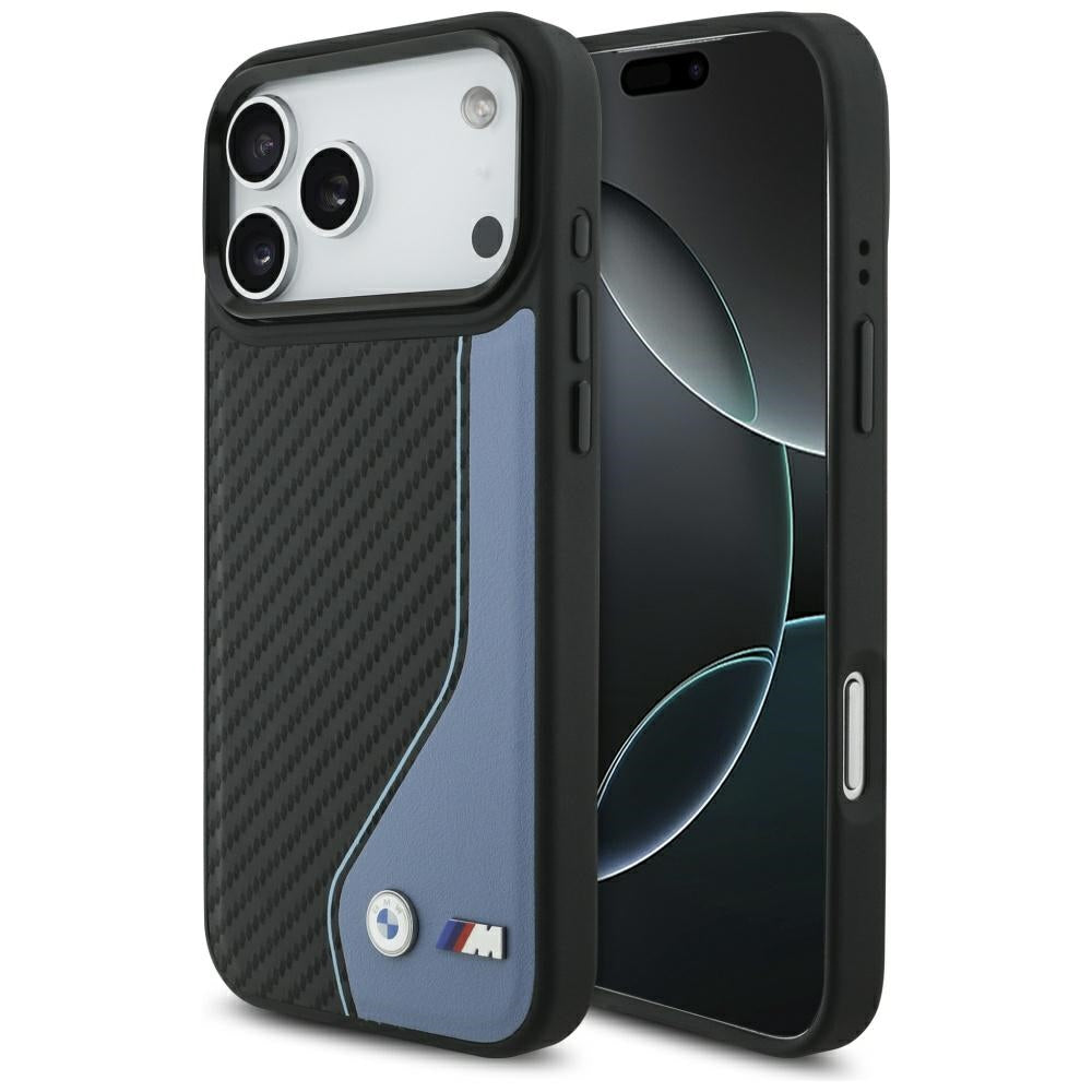 BMW BMHMP17X25PCCSCBK M Carbon Line & Logo MagSafe Case for iPhone 17 Pro Max Blue
