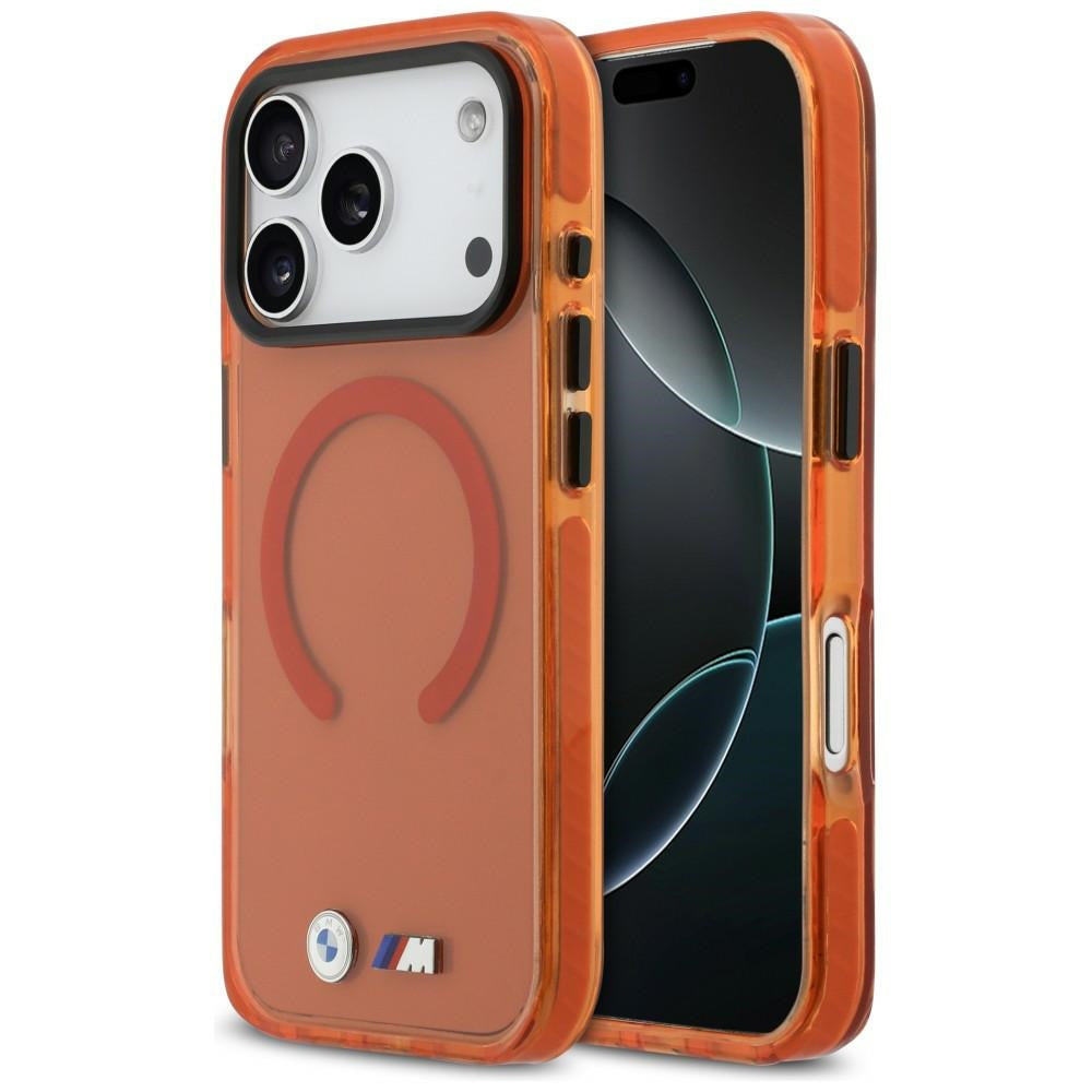BMW M IML Shockproof Metal Logos MagSafe for iPhone 17 Pro Orange BMHMP17L25HSMLKO