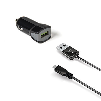 KIT USB CAR CH+MICROUSB CABLE 12W