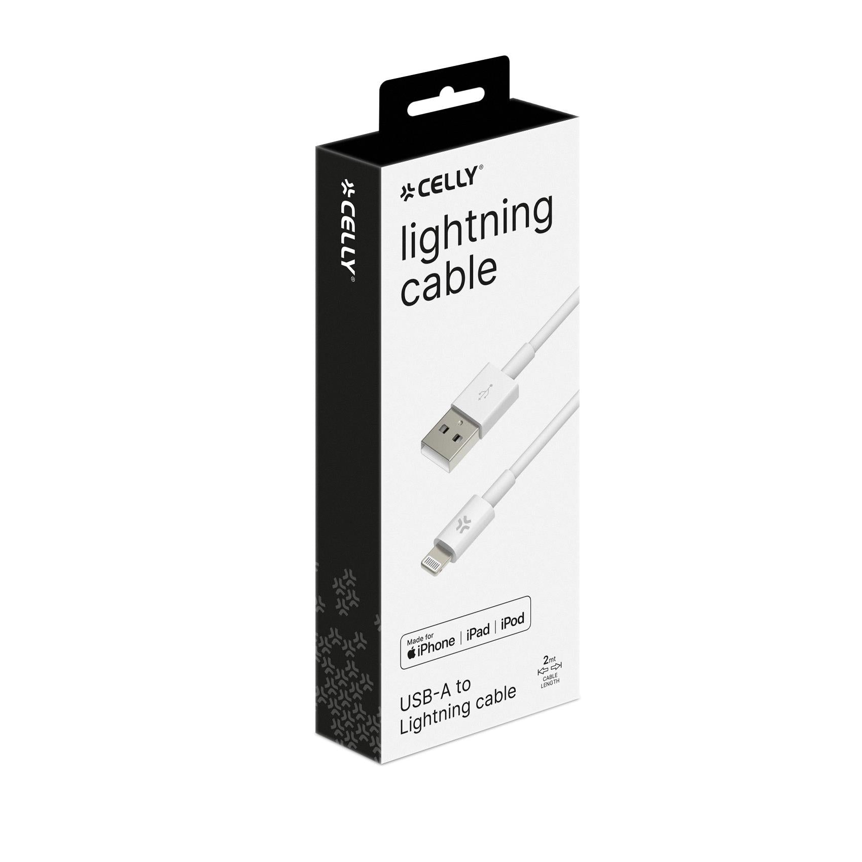 Celly USBIP52M USB-A TO LIGHTNING Color White 12W Cable 2MT