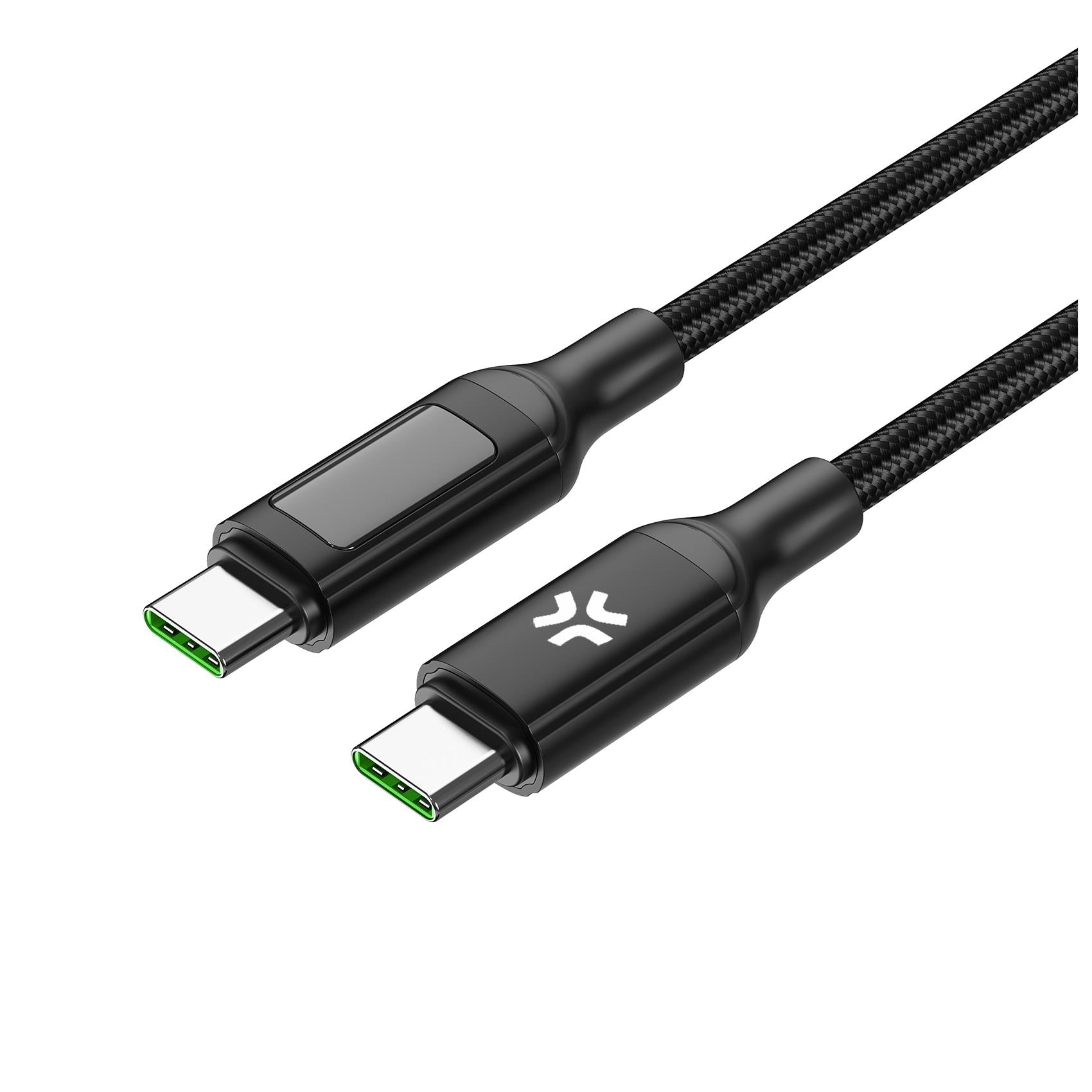 Celly USBCUSBC100WLED-2M USB-C zu USB-C-Kabel 100W mit LED-Anzeige [Stromversorgung]