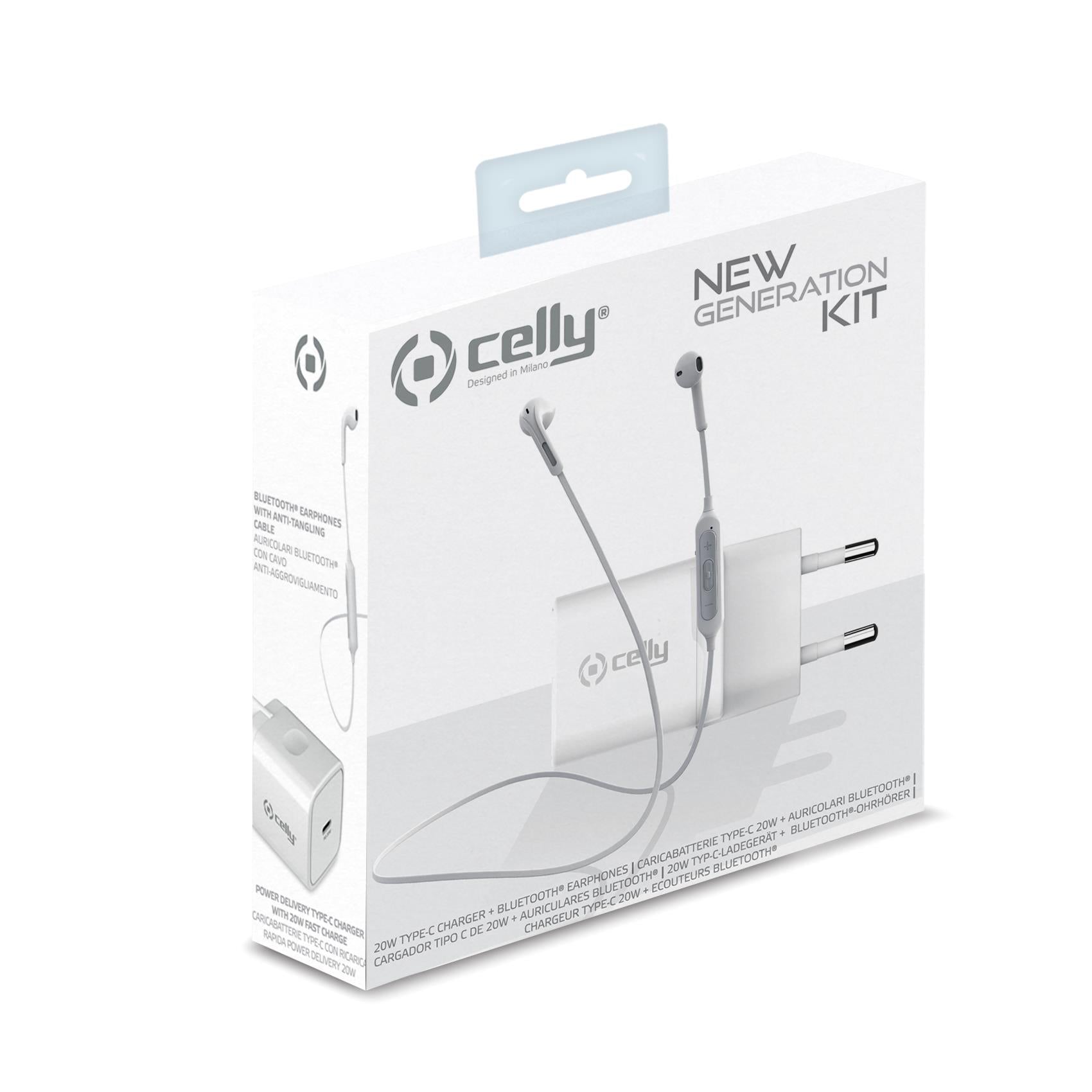 Celly NEWGENKIT - Power Delivery Charger 20W+Bluetooth Earphones