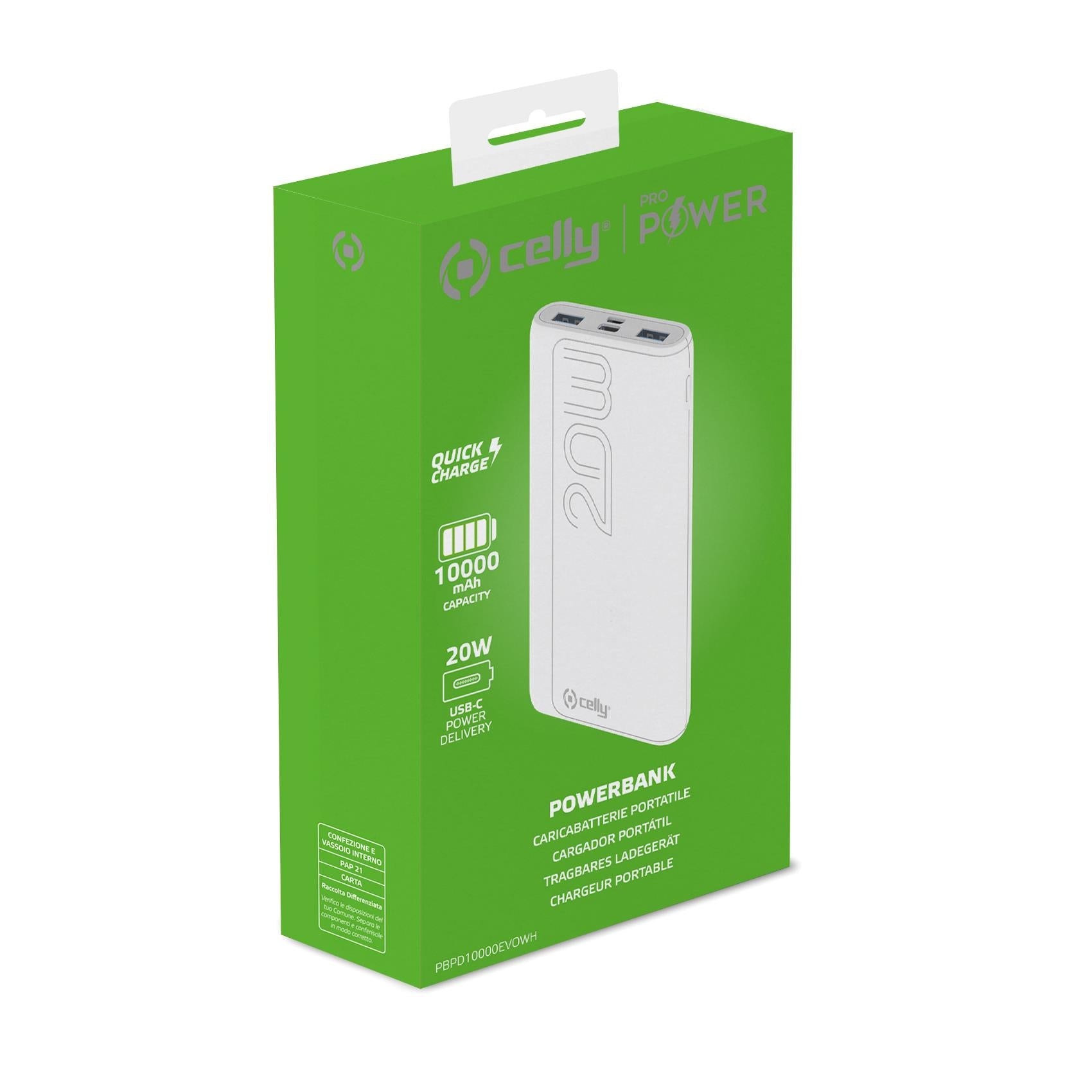 Celly Power Bank PD20W 10000 EVO White