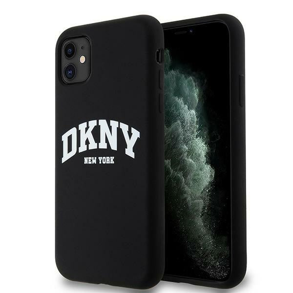 DKNY DKHMN61SNYACH iPhone 11 / Xr black hardcase Liquid Silicone White Printed Logo MagSafe