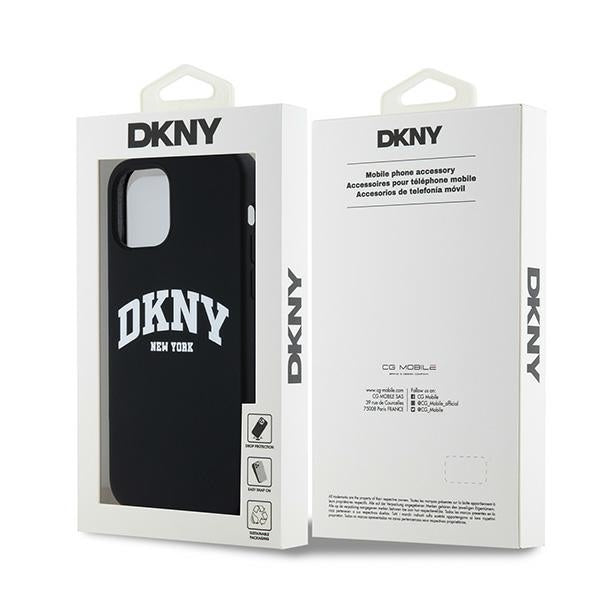 DKNY DKHMP12MSNYACH iPhone 12/12 Pro black hardcase Liquid Silicone White Printed Logo MagSafe