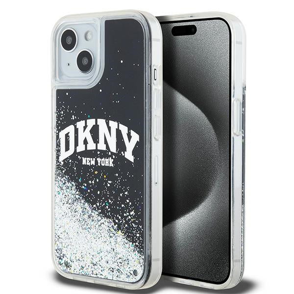 DKNY DKHCP14SLBNAEK iPhone 14 / 15 / 13 black hardcase Liquid Glitter Big Logo