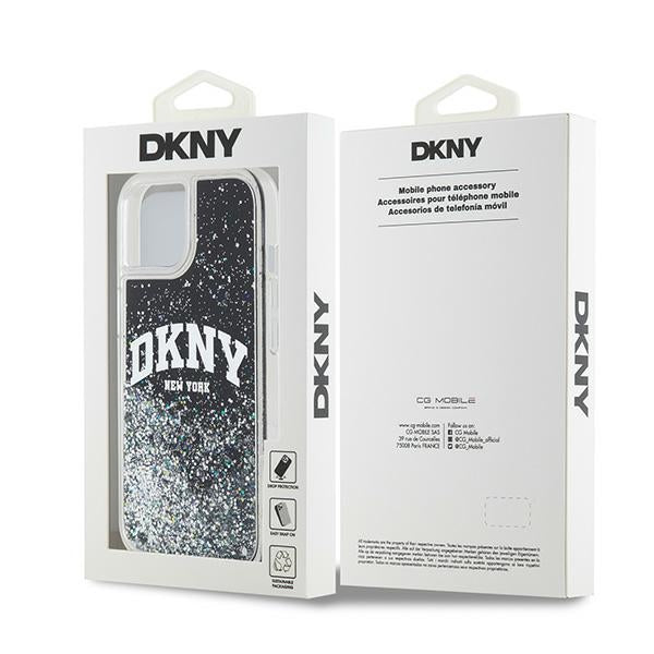 DKNY DKHCP15SLBNAEK iPhone 15 / 14 / 13 black hardcase Liquid Glitter Big Logo