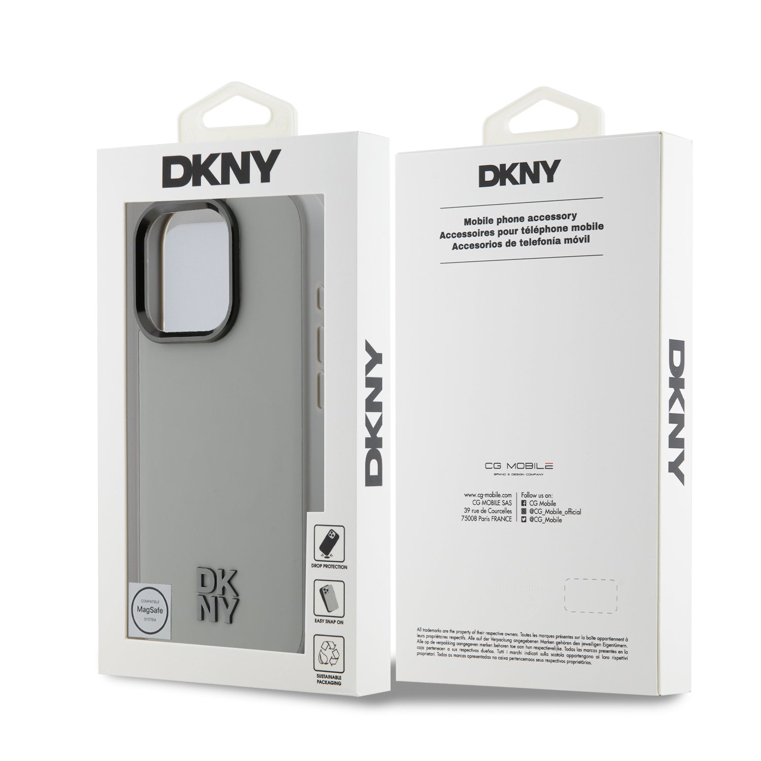 DKNY Hardcase PU Metal Stack Logo L. Grey for iPhone 16 Pro