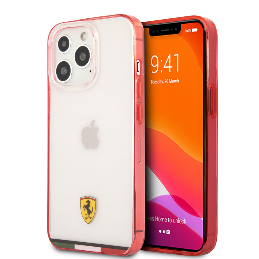 Ferrari FEHCP13XBITR iPhone 13 Pro Max Transparent Hard Case Print Logo Compatible