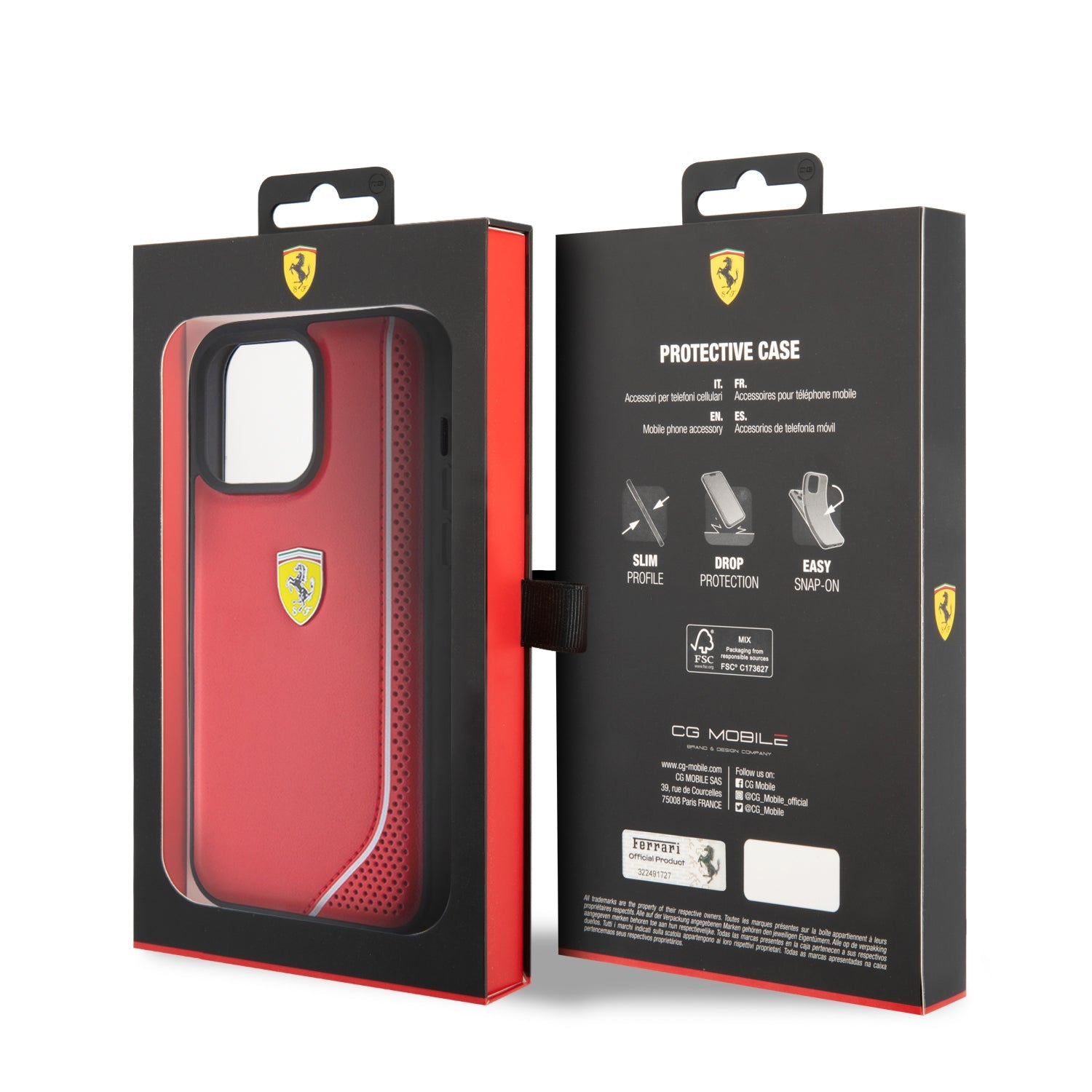 FERRARI Hradcase PU REFLECTIVE RED iPhone 15 Pro