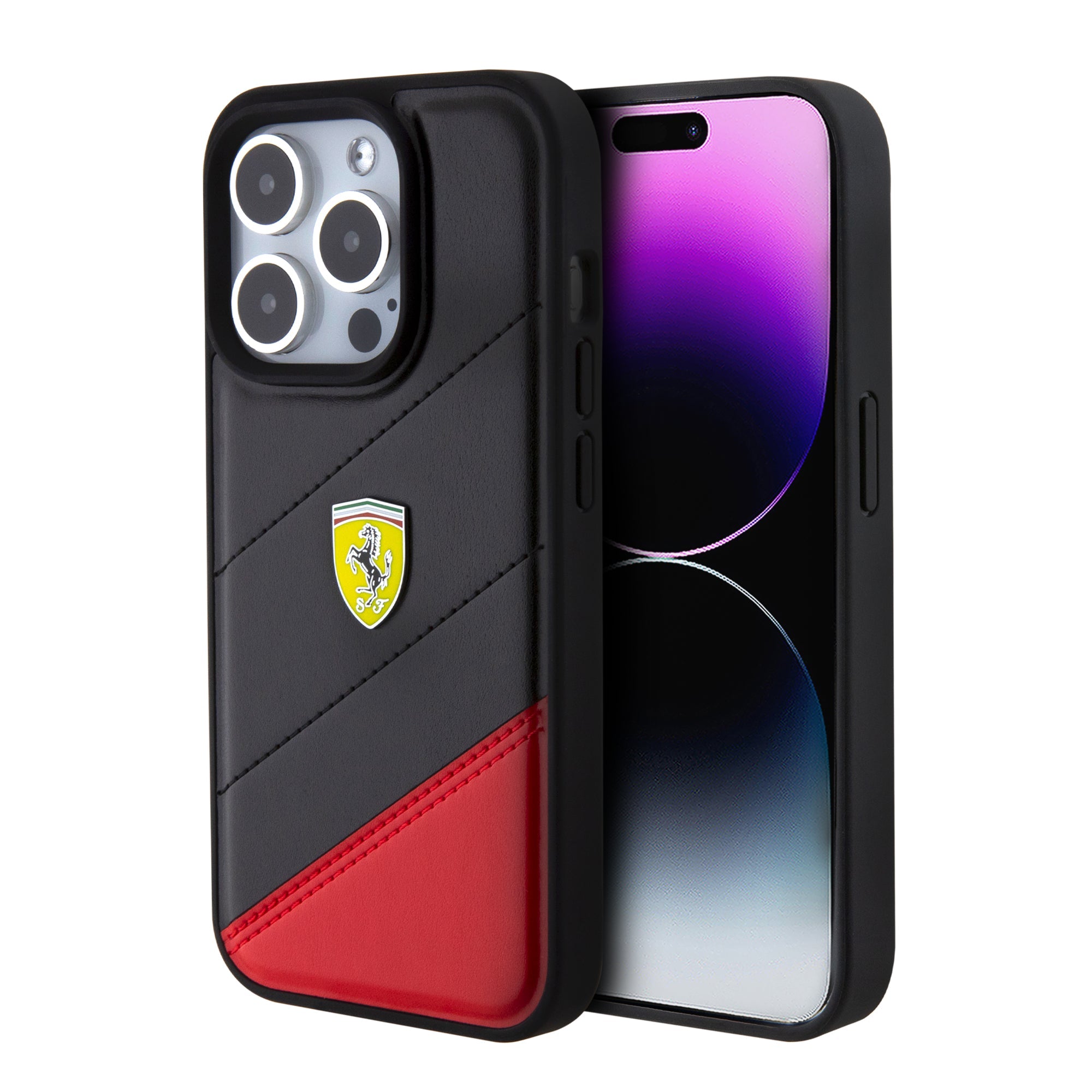 FERRARI HC PU BICOLOR BLACK & RED iPhone 15 PRO