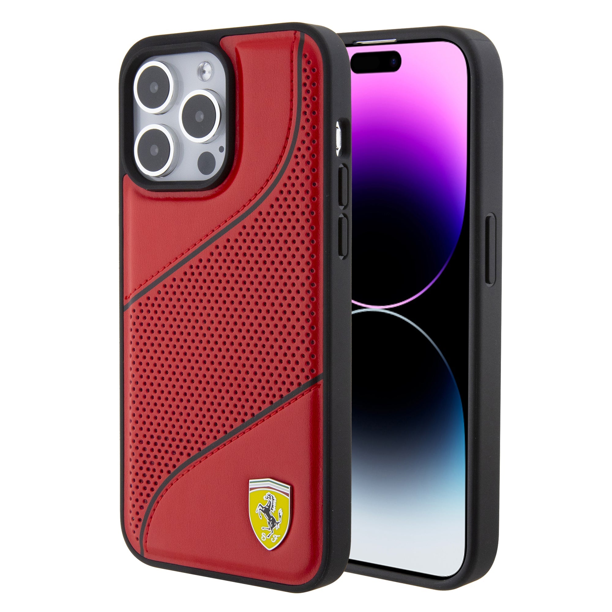 FERRARI HC PU PEFORATED LINE RED iPhone 15 PRO