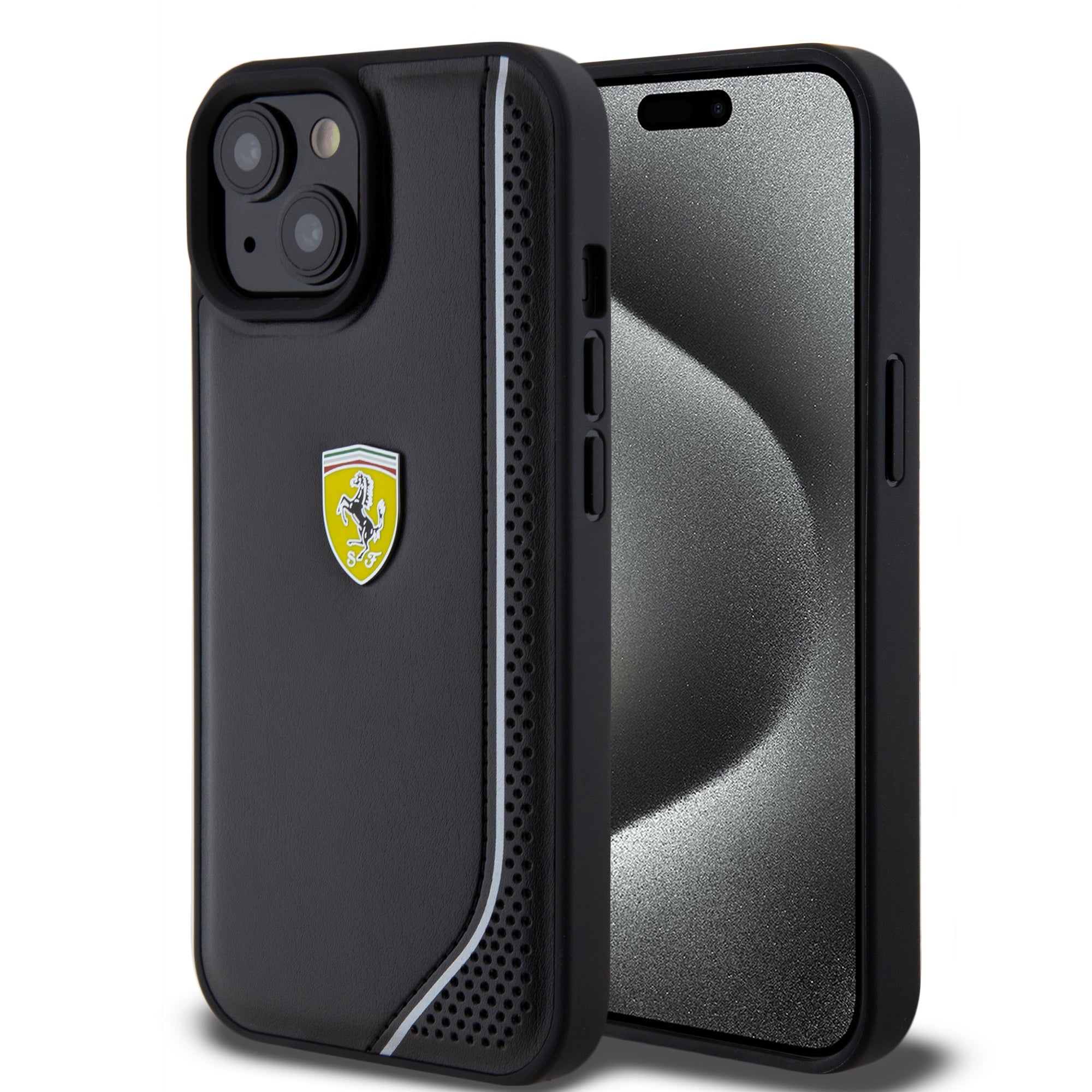 FERRARI Hardcase PU REFLECTIVE BLACK iPhone 15 / 14/ 13