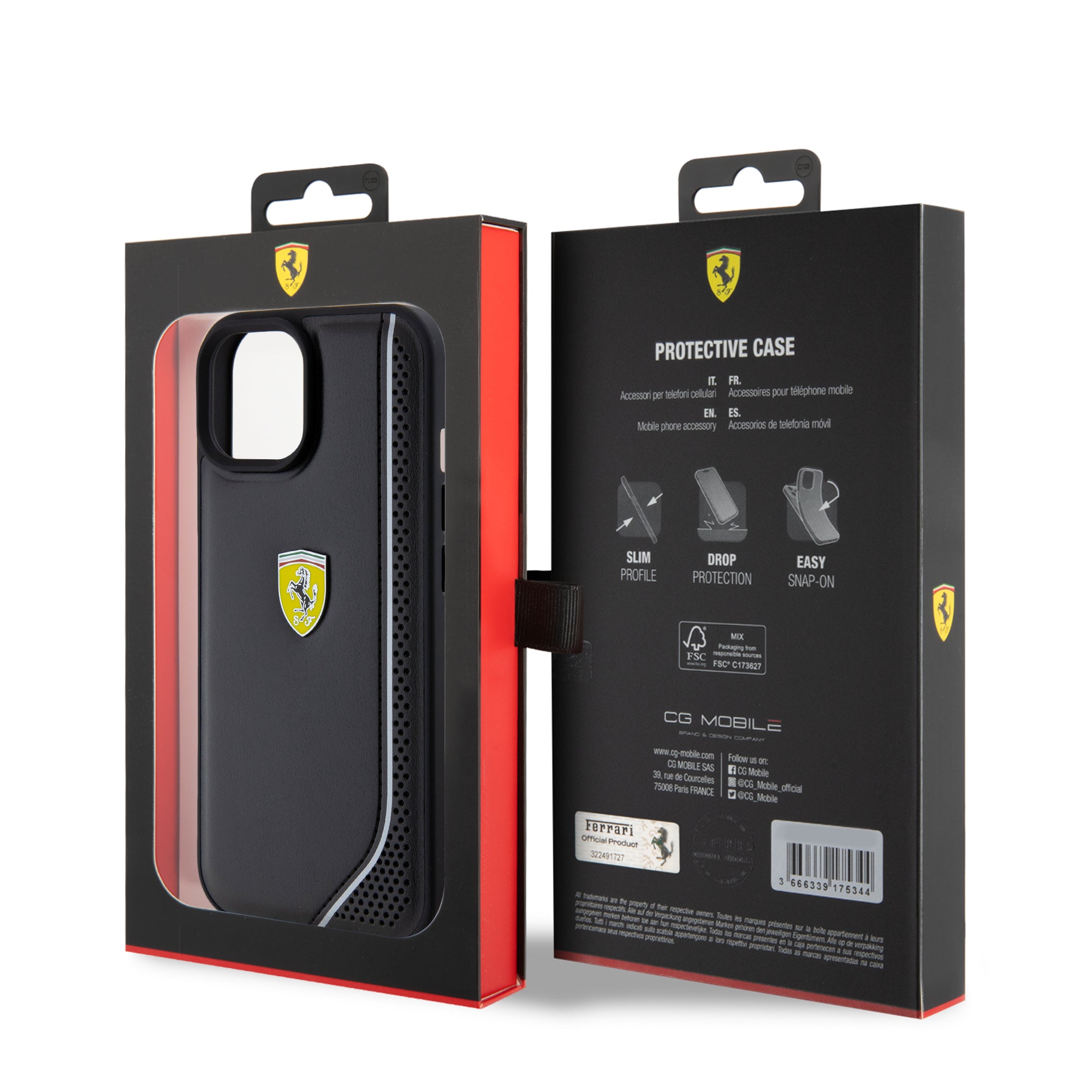 FERRARI Hardcase PU REFLECTIVE BLACK iPhone 15 / 14/ 13
