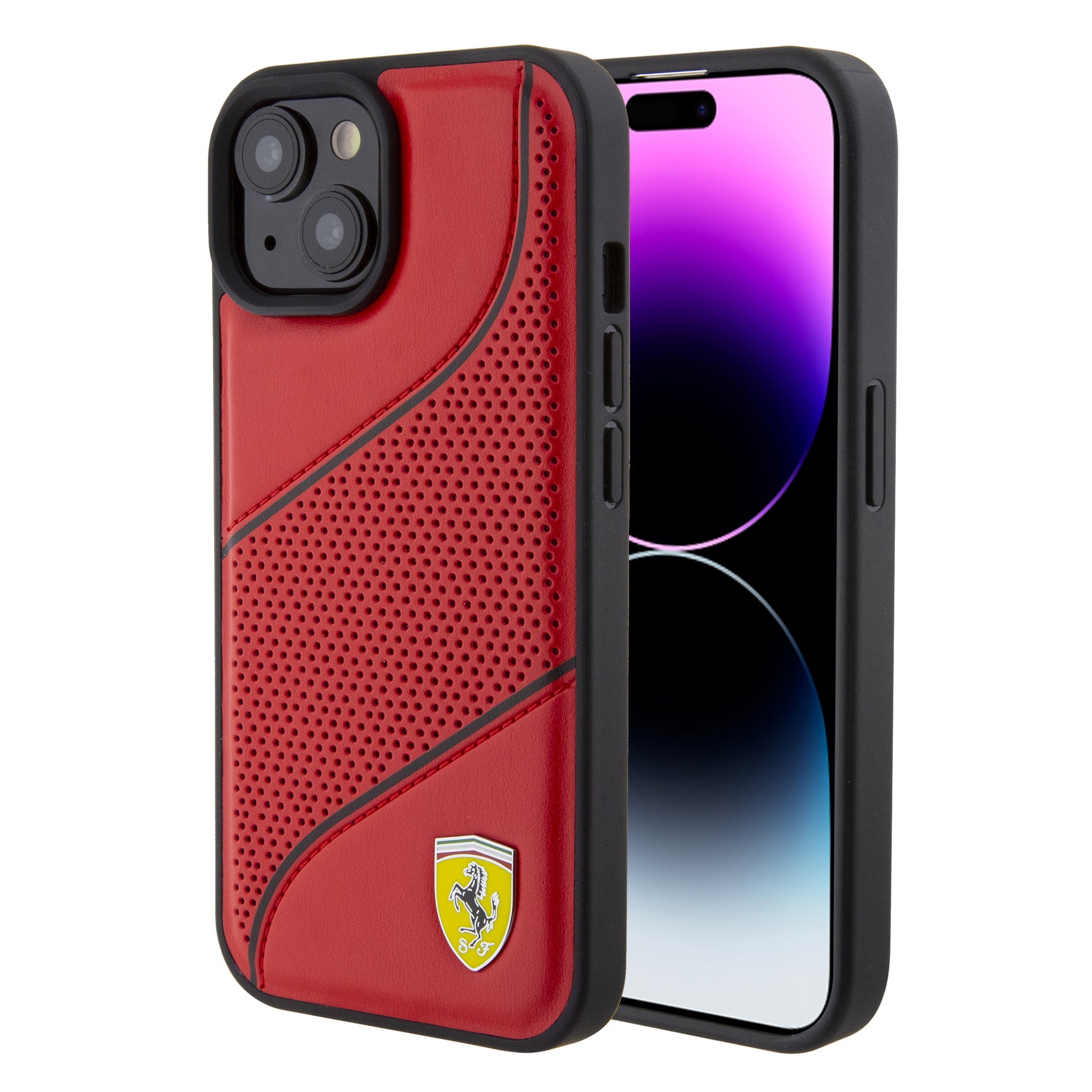 FERRARI HC PU PEFORATED LINE RED iPhone 15 / 14/ 13