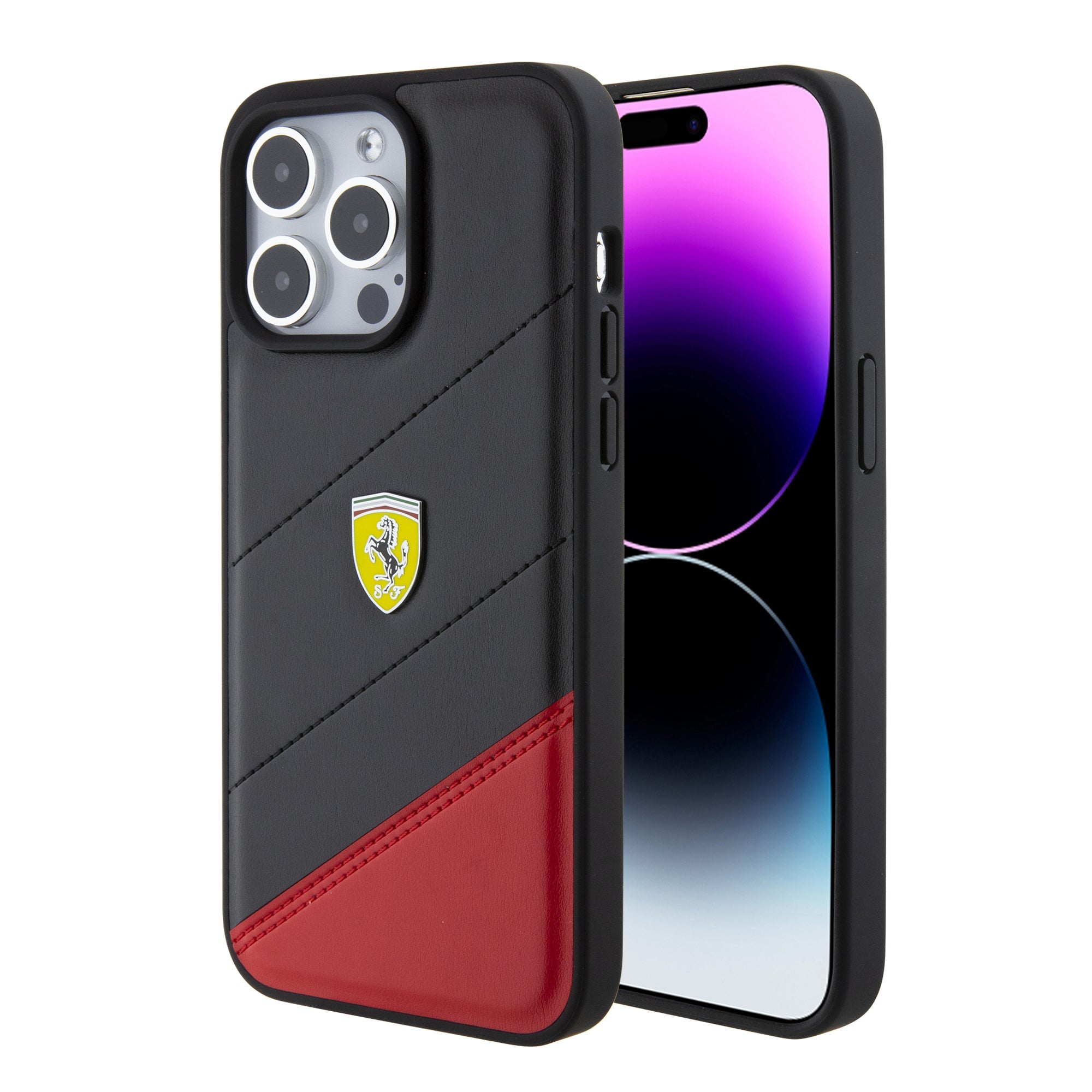 FERRARI FEHCP15XPSMK HC PU BICOLOR BLACK & RED iPhone 15 Pro Max
