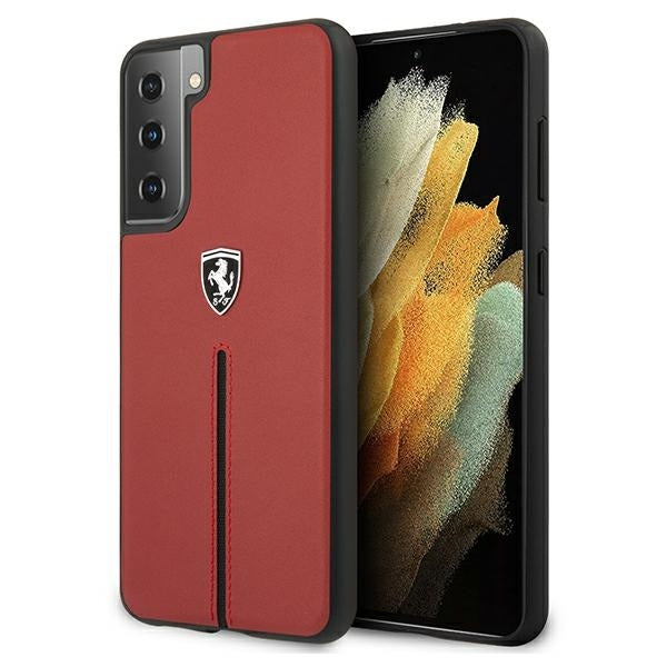 Ferrari FEOSIHCS21MRE Galaxy S21+ G996 red hardcase Off Track Leather Nylon Stripe