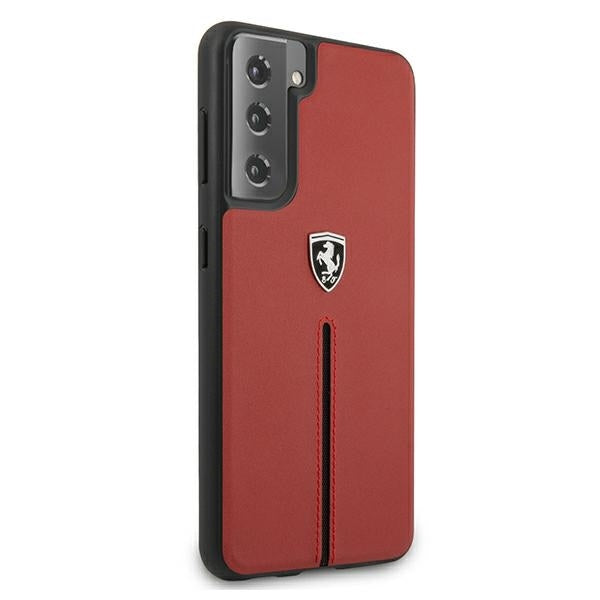 Ferrari FEOSIHCS21MRE Galaxy S21+ G996 red hardcase Off Track Leather Nylon Stripe