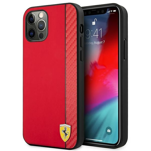 Ferrari FESAXHCP12MRE iPhone 12/12 Pro red hardcase On Track Carbon Stripe