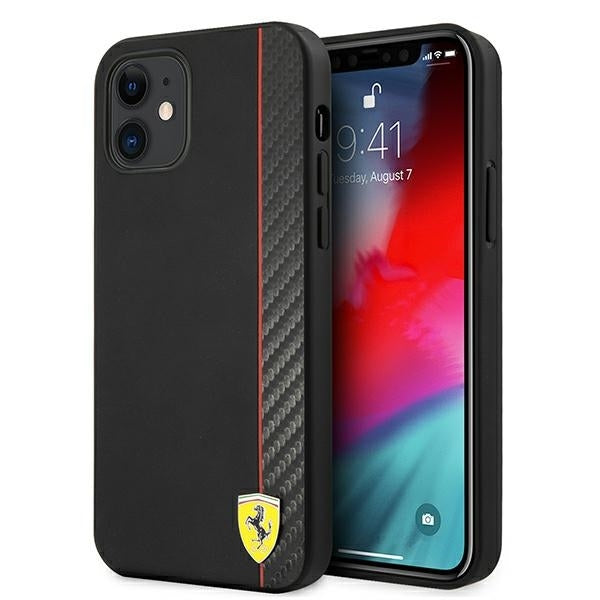 Ferrari FESAXHCP12SBK iPhone 12 mini black hardcase On Track Carbon Stripe