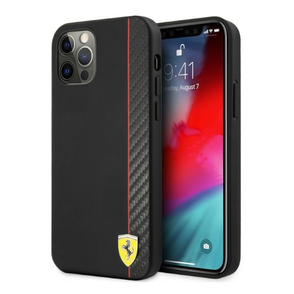 Ferrari FESAXHCP12MBK iPhone 12/12 Pro black hardcase On Track Carbon Stripe